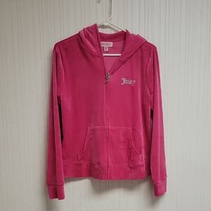 Juicy Couture Womens Bright Pink Velour Track Jacket Sz Large